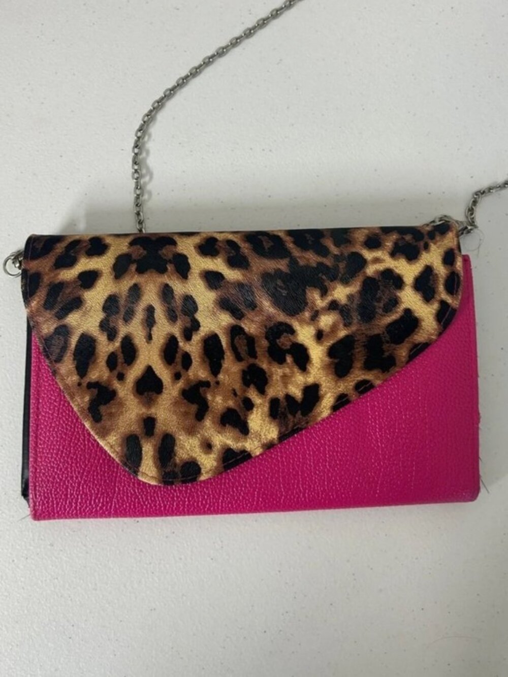 Fuchsia Leopard-Print Flap Crossbody Bag